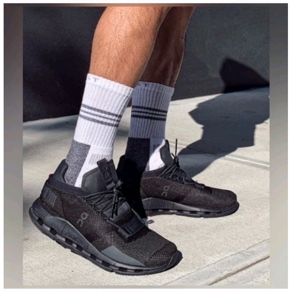 On‎ Running Men\'s 12.5 Cloudnova Athletic Sneakers Lace-Up Black Shoes main image 7